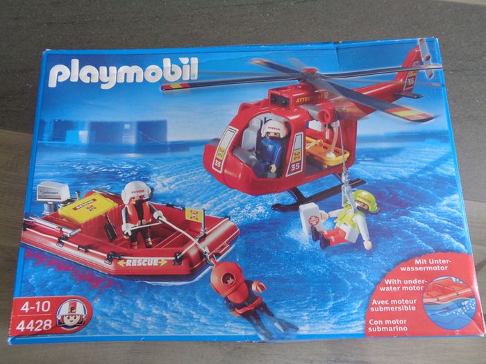 Sauveteurs hélicoptère bateau - playmobil 4428