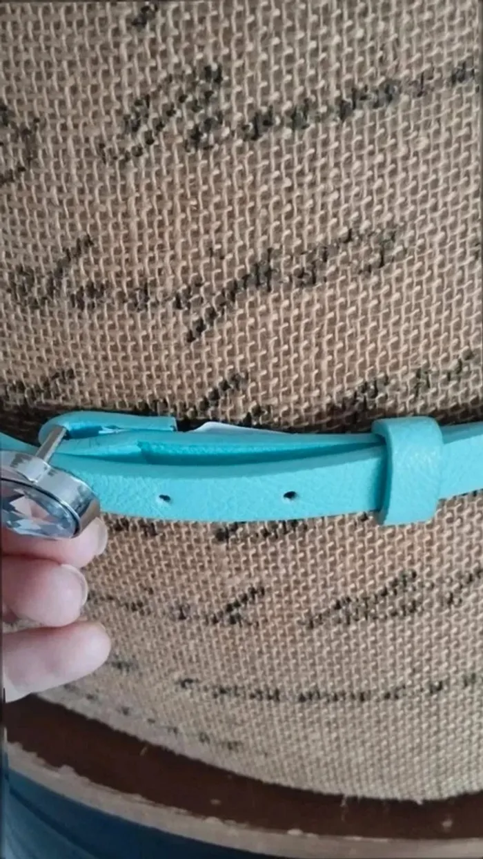 Ceinture fine bleu boucle effet noeud - photo numéro 5