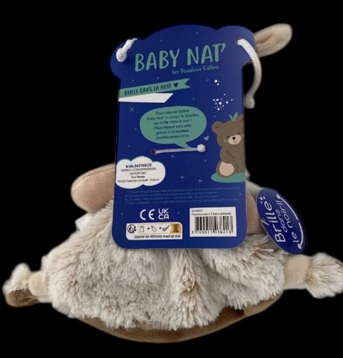 ❤️ B6459 Doudou Plat Ours Babynat Baby Nat Mouchoir Les Lumilunes Blanc Marron - photo numéro 2