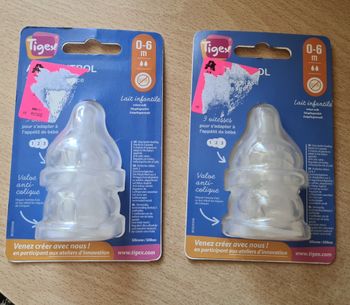 Lots de 2 paquets de 2 tétines biberons Tigex 
