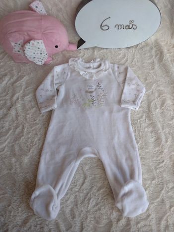 Pyjama grenouillère velours joli col Fille 6 mois Lapin Oiseau Petite poésie Orchestra