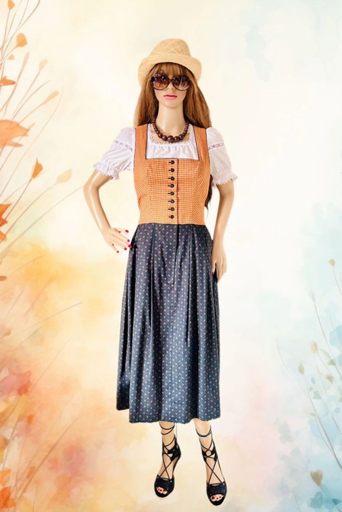 🍁🌿Robe Dirndl vintage artisanale Autrichienne 38/40 Cottagecore Oktoberfest Trachten Long Dress 🌿🍁 - photo numéro 4