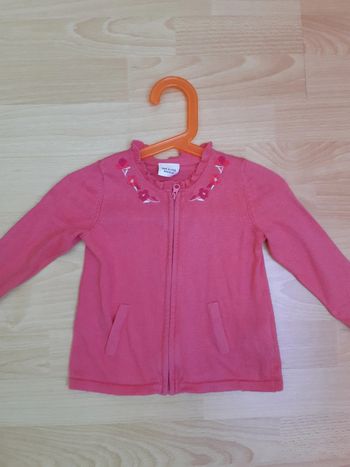 Gilet rose zippé TAO taille 18 mois TBE