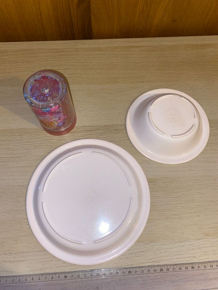 Lot vaisselle Barbie assiette bol verre gobelet plastique Mattel 1995 service thé théière - photo numéro 1