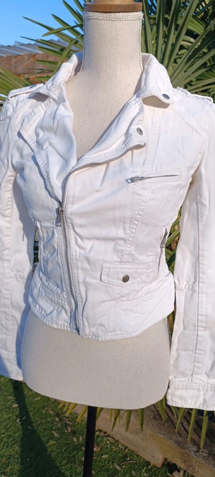 Veste jean blanche s - photo numéro 3