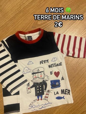T-shirt 🍀 6 mois 🍀 Terre de marins