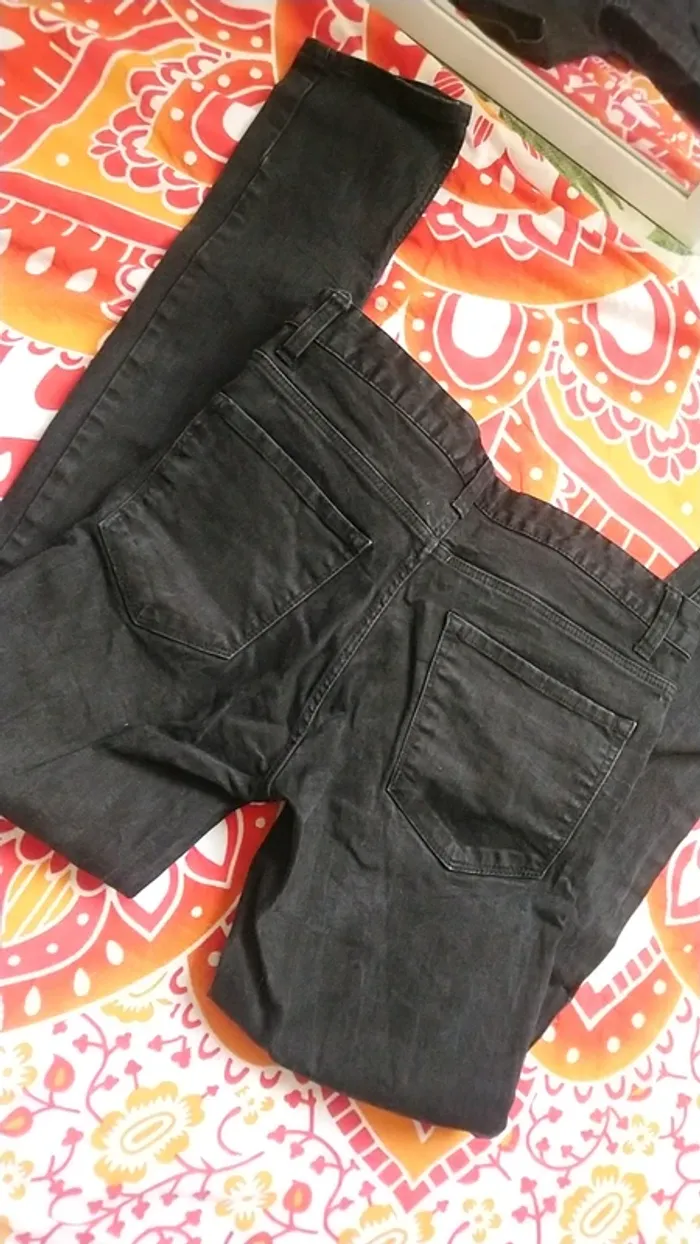 Pantalon noir effet délavé, kiabi - photo numéro 3