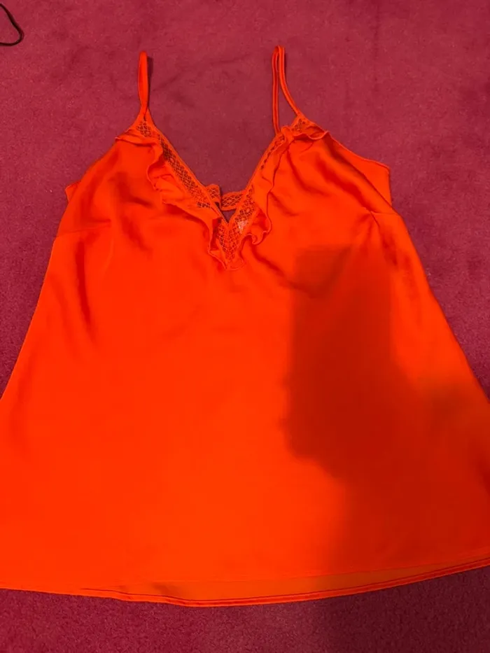 Lot de 2 top satin Darjeeling 40 noir orange 15 e les 2 - photo numéro 3