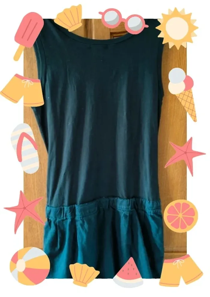 Robe noire bi matière lin et coton - photo numéro 4