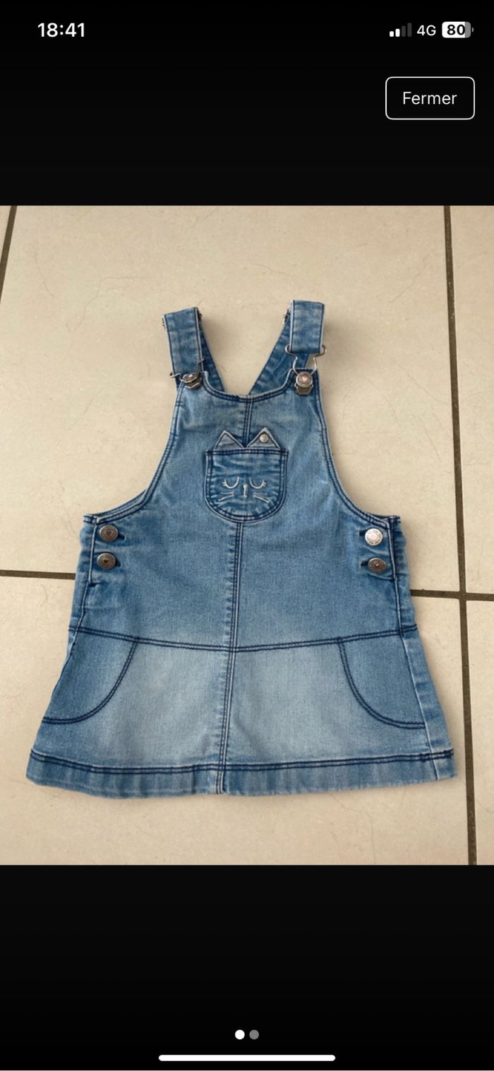 Robe salopette jean tex fille 18mois