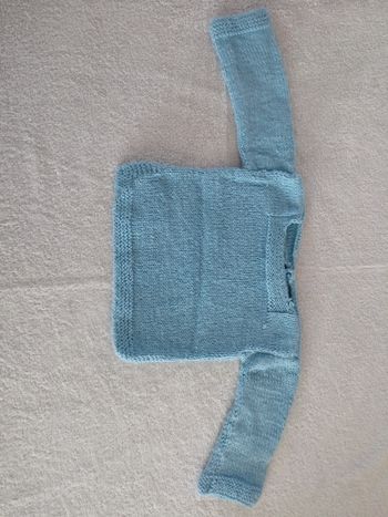 Pull bleu fait main (réf perso L31)(familleac72)