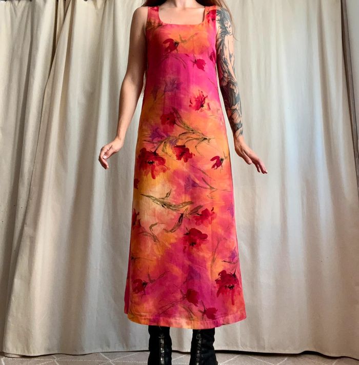 Sublime robe longue fleurie Summer Cottagecore vintage made in France 90s - Taille M - photo numéro 4