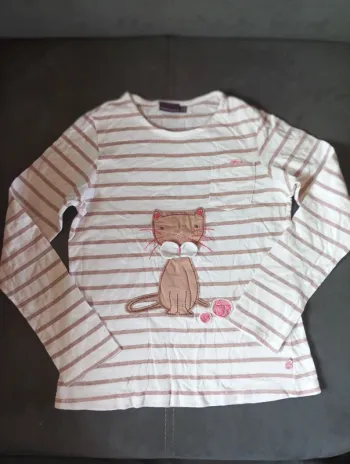 Tee shirt chemise manches longues Fille 8 ans Chat Sergent major