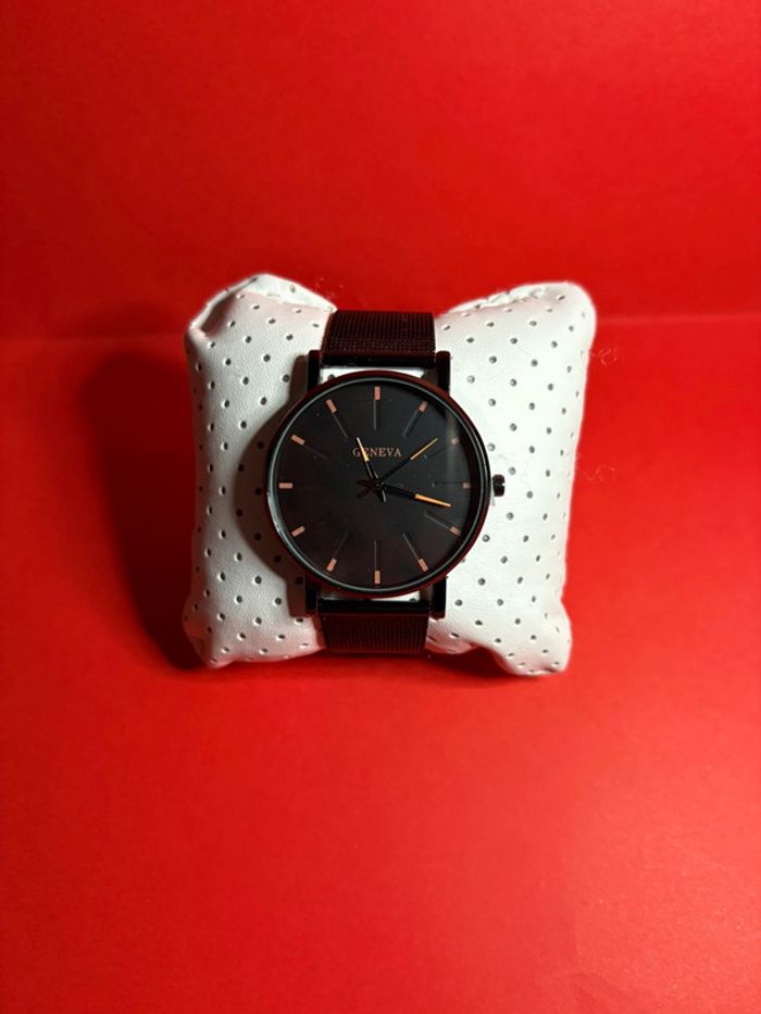 Montre Quartz Pour Hommes Geneva noir avec bracelet tissé