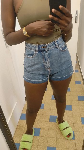 Mini short en jean bleu taille haute