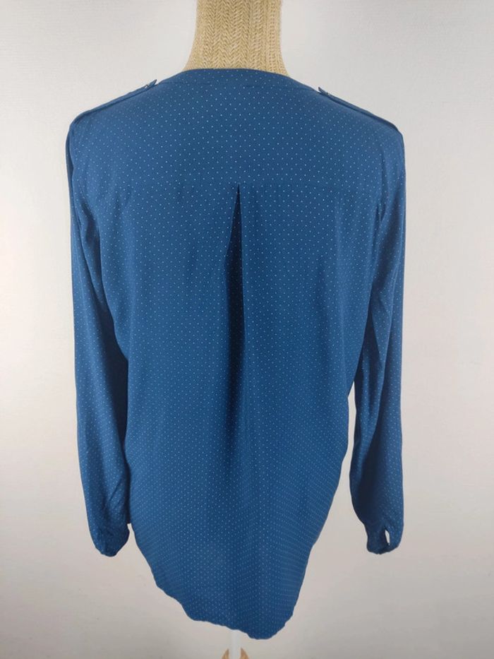 Blouse manches longues bleu marine à pois blancs taille 38 Esprit - photo numéro 2