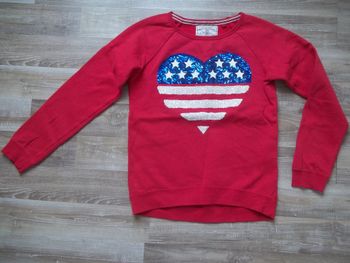 Sweat rouge coeur USA Here+There 158/164