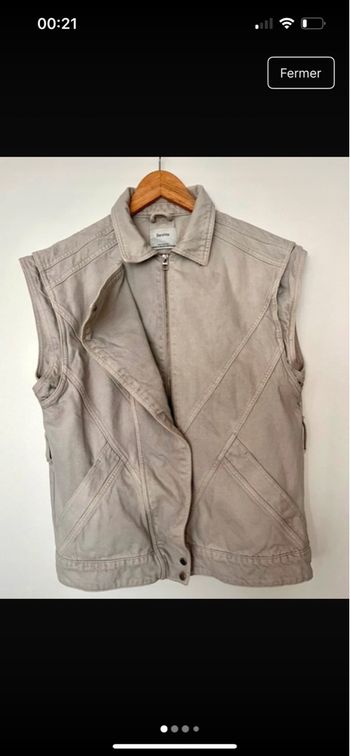 Veste sans manche en jean délavé -S