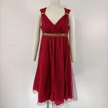 Robe bordeaux midi style empire broderies dorées – 1.2.3 Paris – taille 36 A055