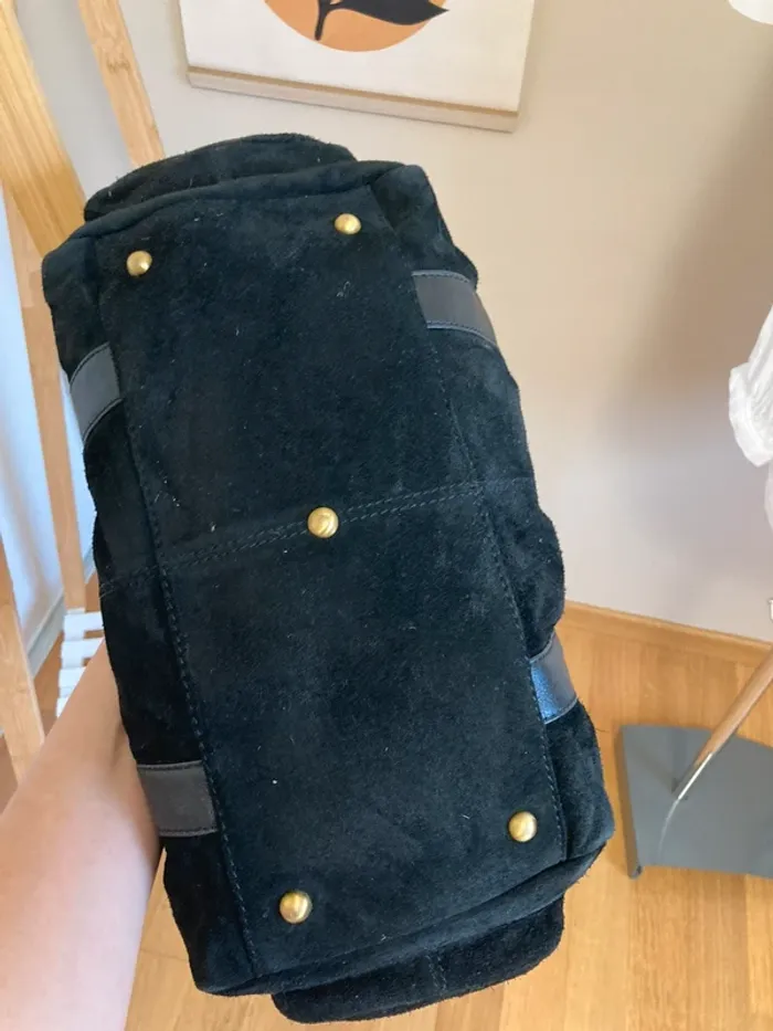 Sac vintage en cuir et croûte de cuir noir très bon état [ref 2506SBl 112] - photo numéro 6