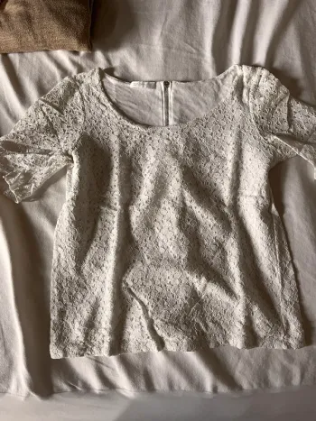 T-shirt dentelle blanc crème