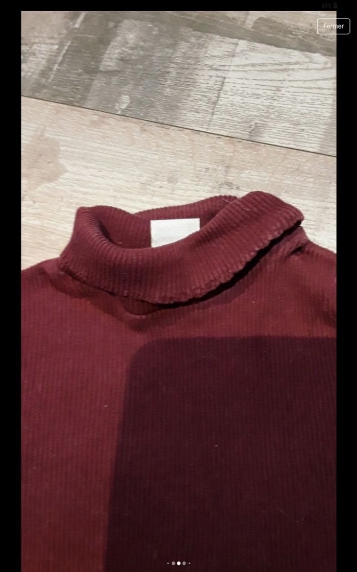Tee shirt manche longue petit col roulé marron - photo numéro 3