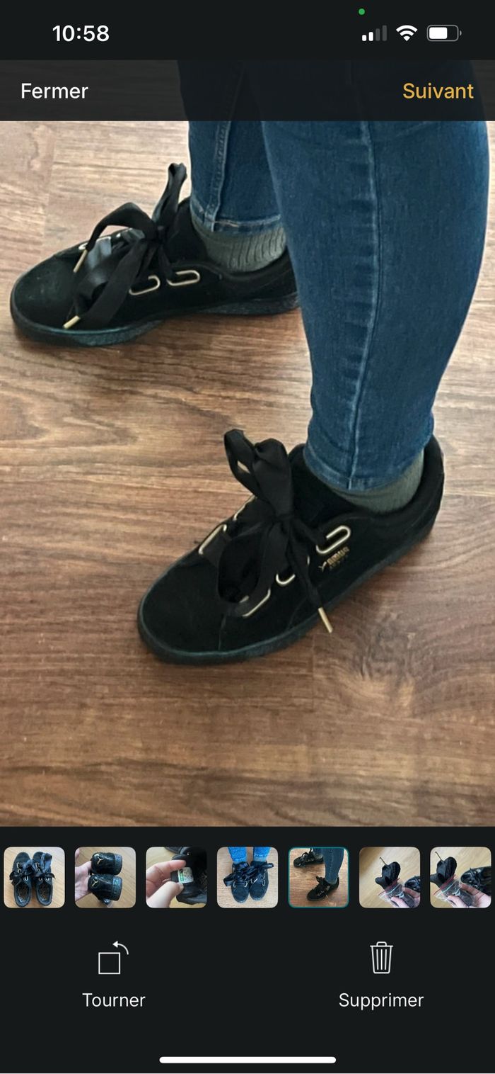 Puma Suède heart noire avec semelle à reflets - photo numéro 4