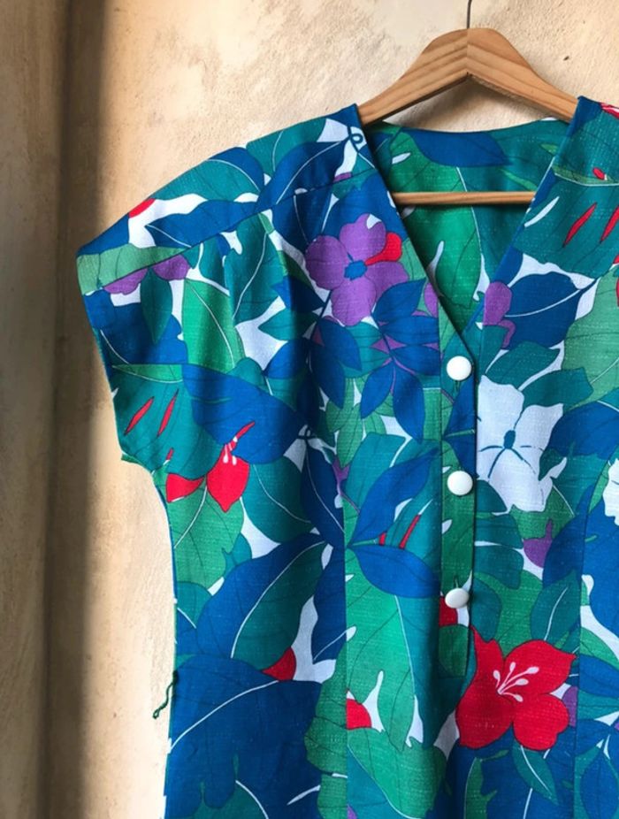 Robe rétro à grosses fleurs vintage XL - photo numéro 11