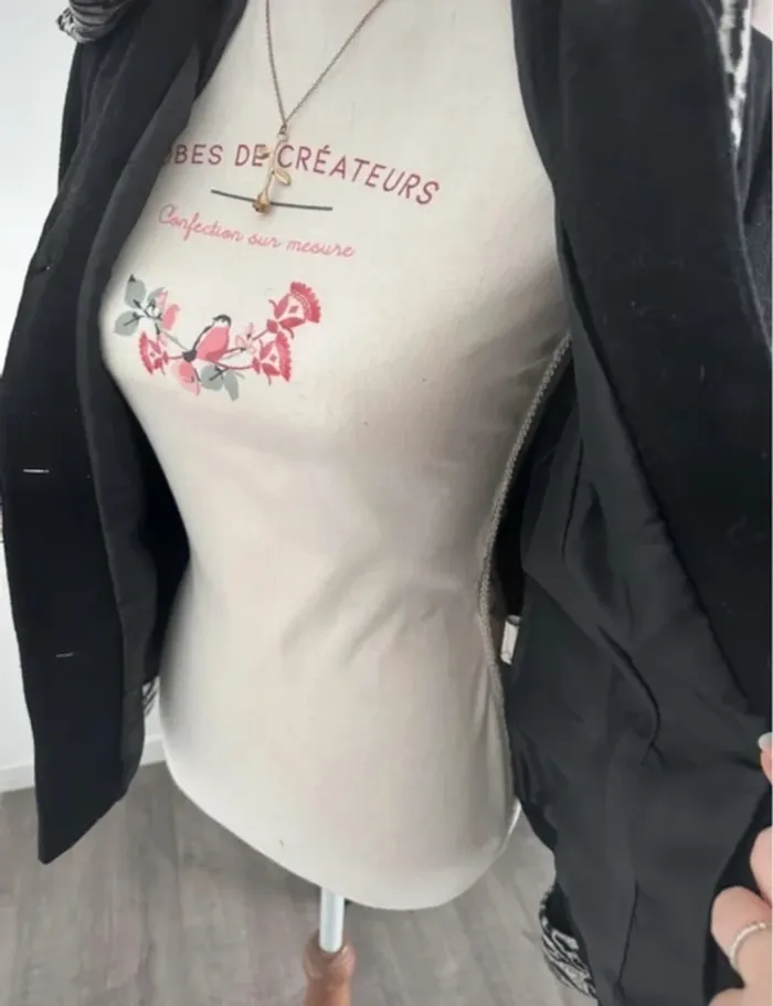 Sinéquanone veste noire avec col amovible vintage - photo numéro 15