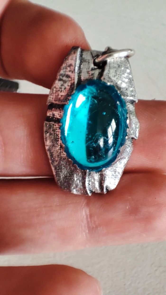 Parure bracelet boucles d'oreilles bleues alu - photo numéro 3