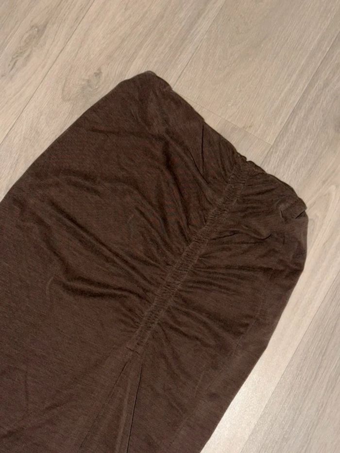 Jupe midi marron drapée asymétrique – Naf Naf – XS – neuf avec étiquette - photo numéro 4