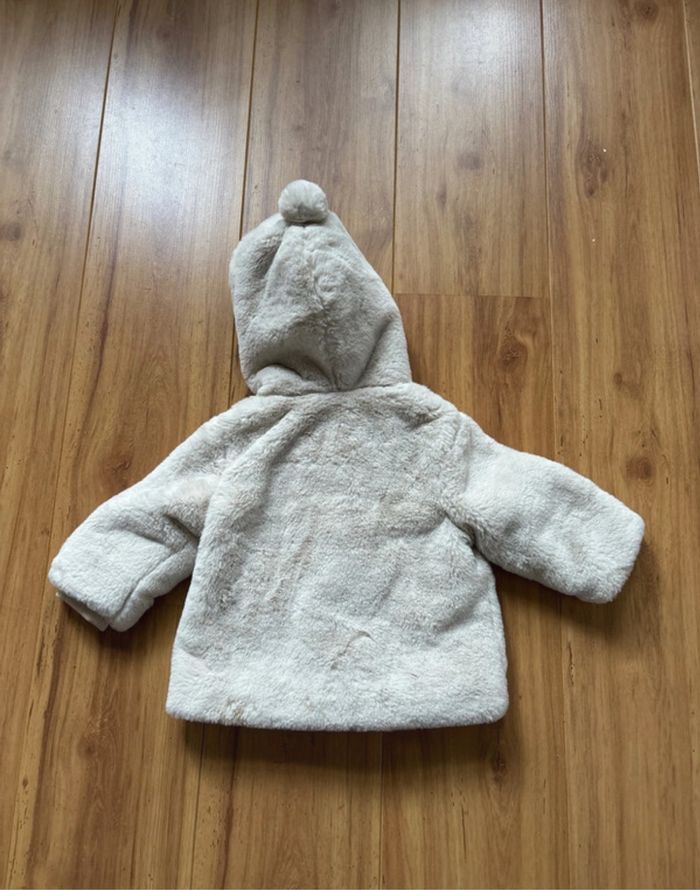 Manteau fourrure / peluche avec capuche crème / tex baby / 12 mois / 74 cm - photo numéro 6