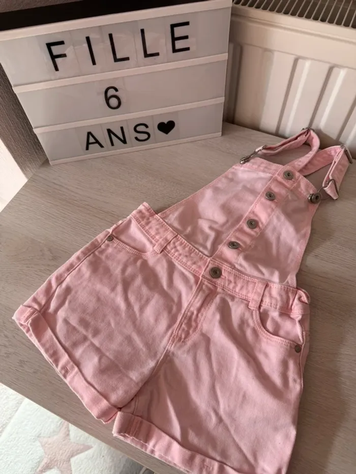 Salopette jeans rose Okaïdi 6 ans - photo numéro 2