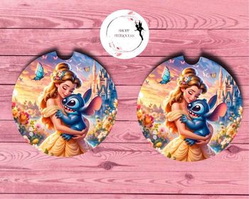 Belle x Stitch - Sous verre Voiture