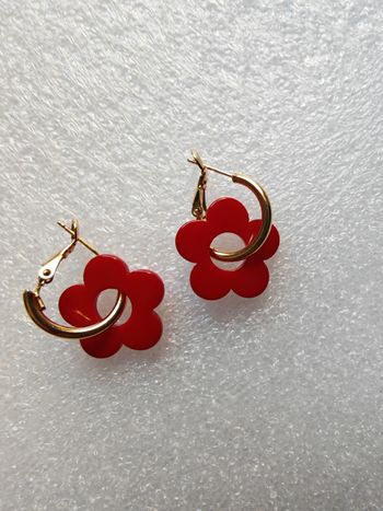 Boucles d'oreilles rouges doré Lady coco