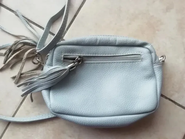 Sac à bandoulière en cuir Bleu. - photo numéro 3