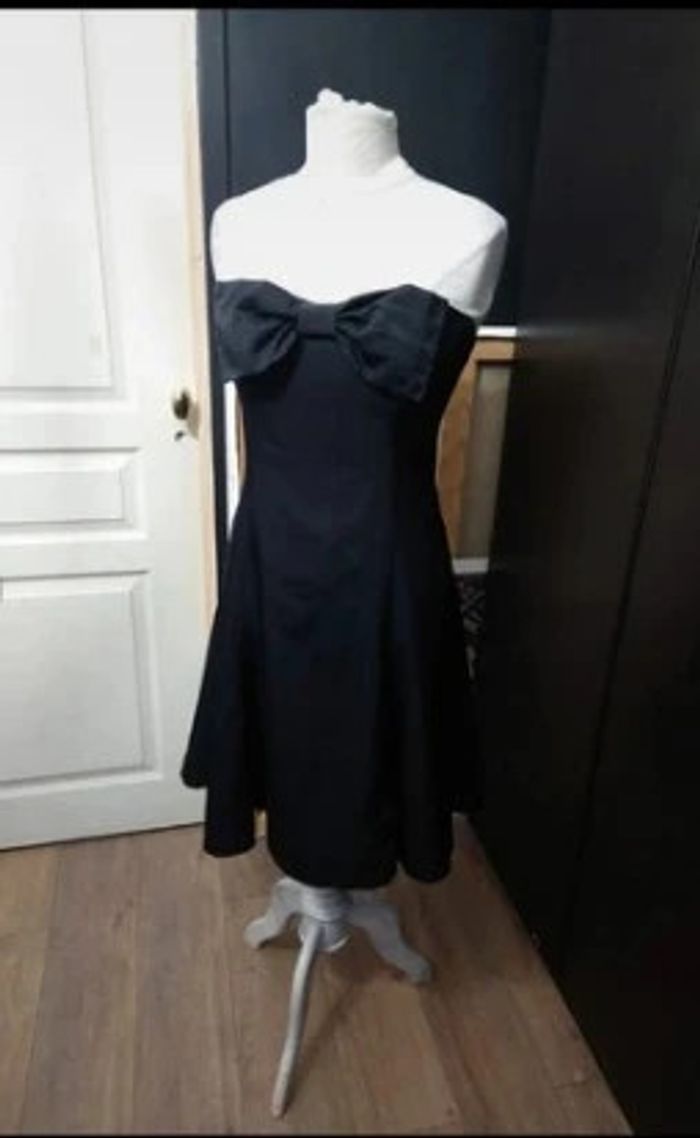 Robe cocktail bustier ou bretelles noires rétro noire t 40 - photo numéro 2