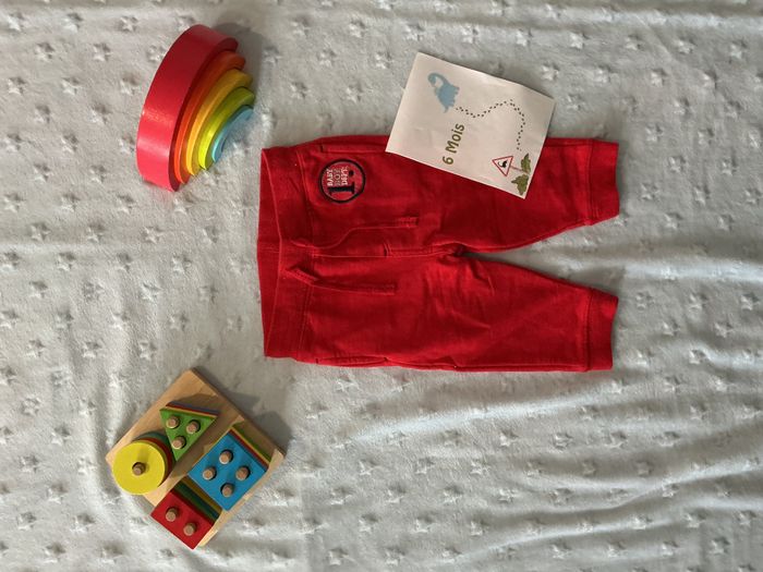 pantalon de jogging rouge taille élastique et lien de serrage 6 mois orchestra - photo numéro 2