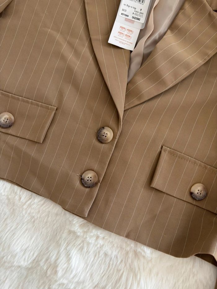 Blazer court marron rayé Rinascimento taille M - photo numéro 3
