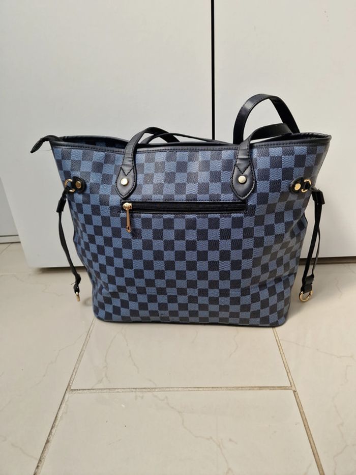 Sac Cabas A Carreaux Noirs Gris Cuir Synthétique - photo numéro 6