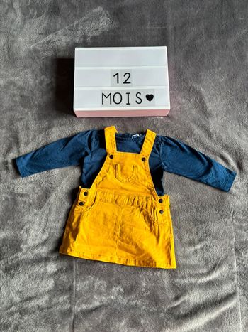 Robe salopette t-shirt manches longues 12 mois