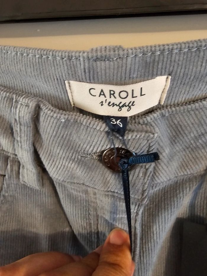 Pantalon velours côtelé gris Caroll Taille 36 - photo numéro 2