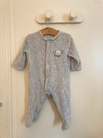Pyjama velours Kiabi gris - 3 mois