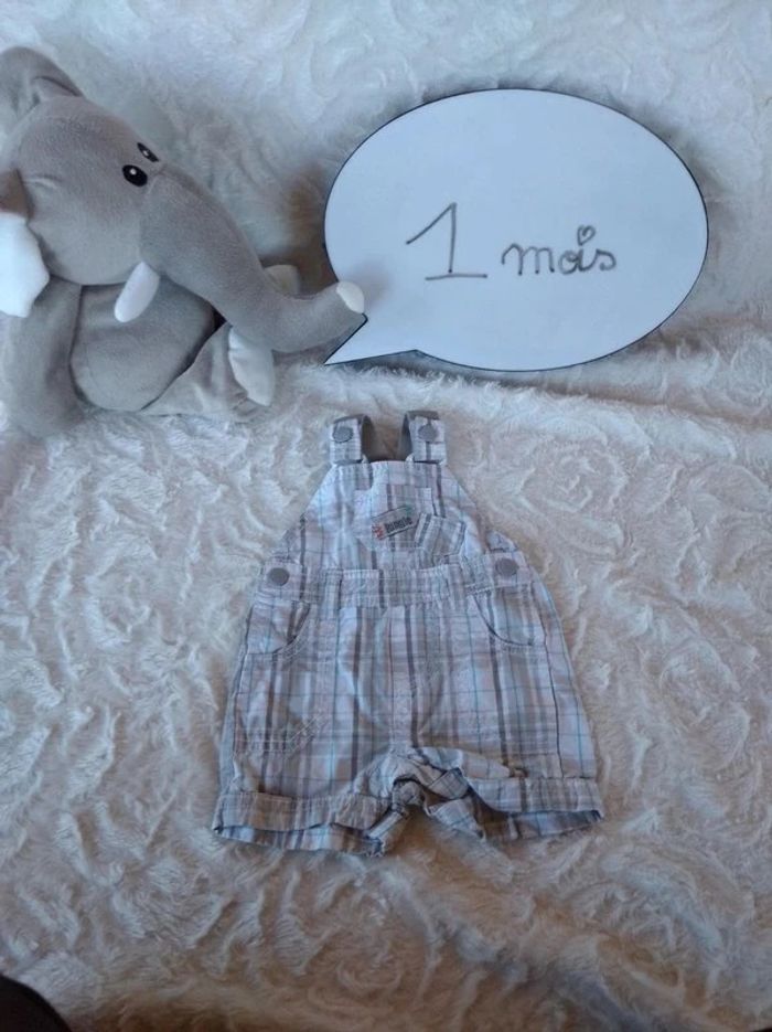 Salopette short Garçon 1 mois "Petite jungle" 100% coton Gémo Canari Baby