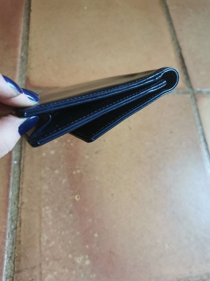 Pochette clutch en simili cuir bleu marine - photo numéro 5