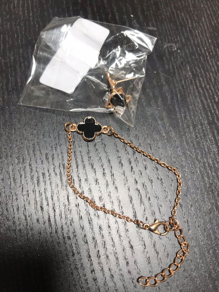 Parure boucles d’oreilles chats strass et bracelet - photo numéro 4