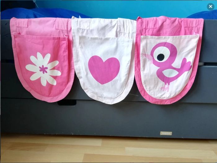 Lot de 3 rangements/poches pour lit
