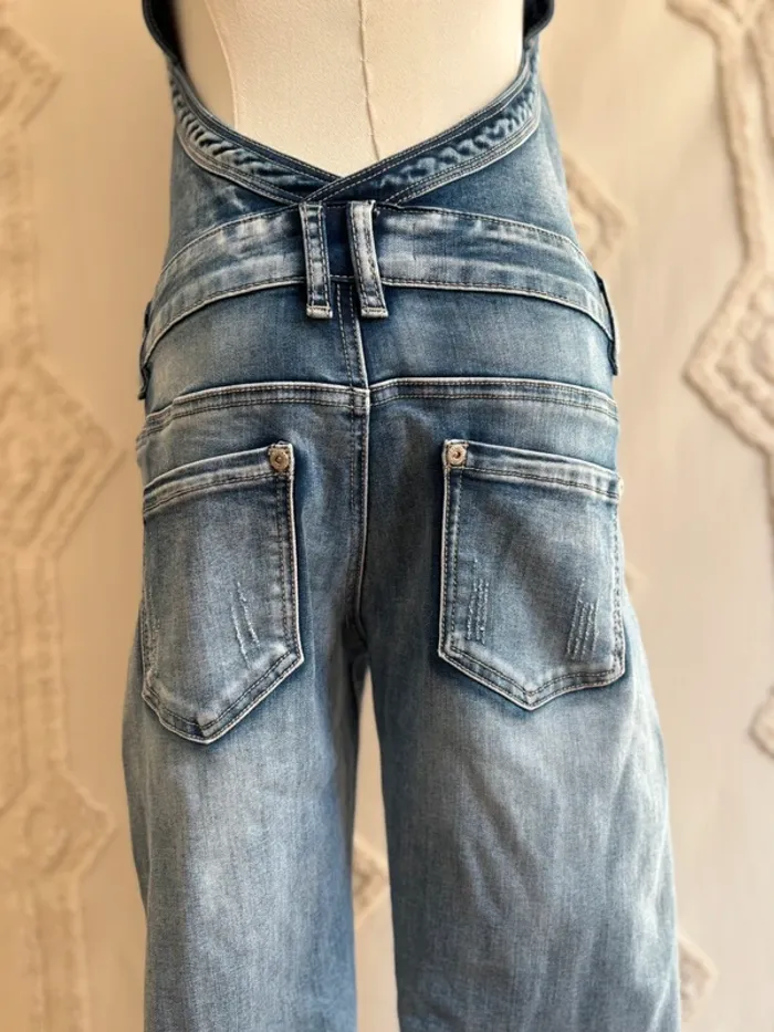 Combinaison en jean vintage années 2000 – Softy Denim – effet corset – coupe droite taille M - photo numéro 6