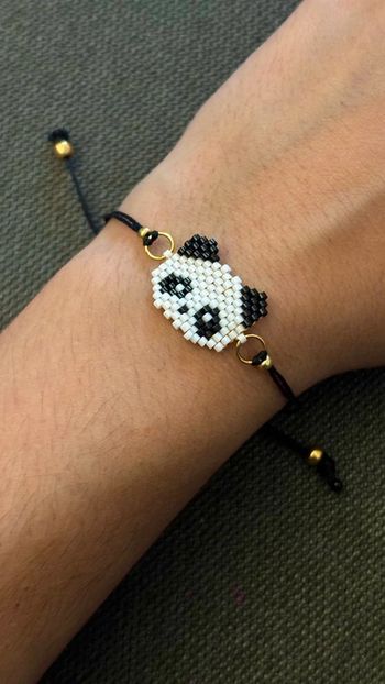 Bracelet panda tissé en perles