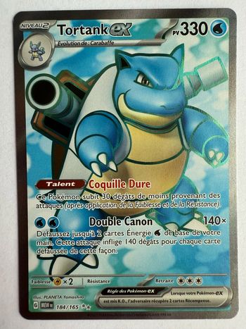 Carte Pokémon Tortank EX Full Art 184/165 EV3.5 Ecarlate et Violet 151 FR.